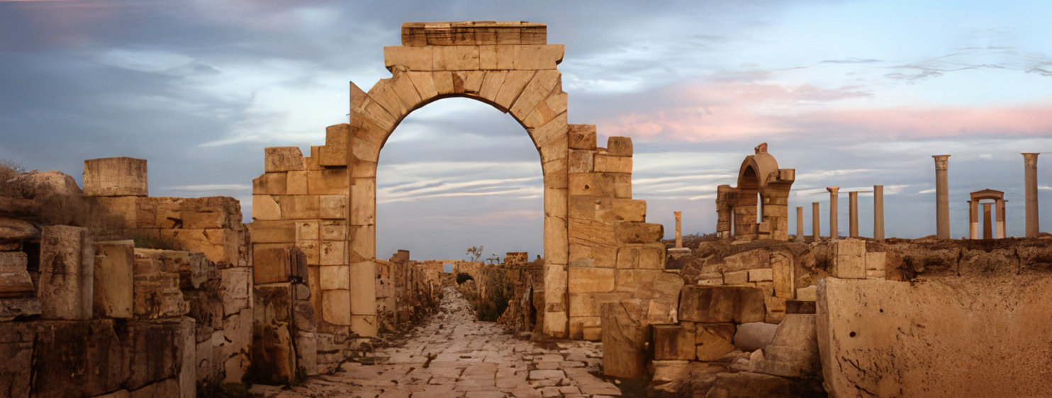 Ancient ruins of the city of Leptis Magna in Lybia